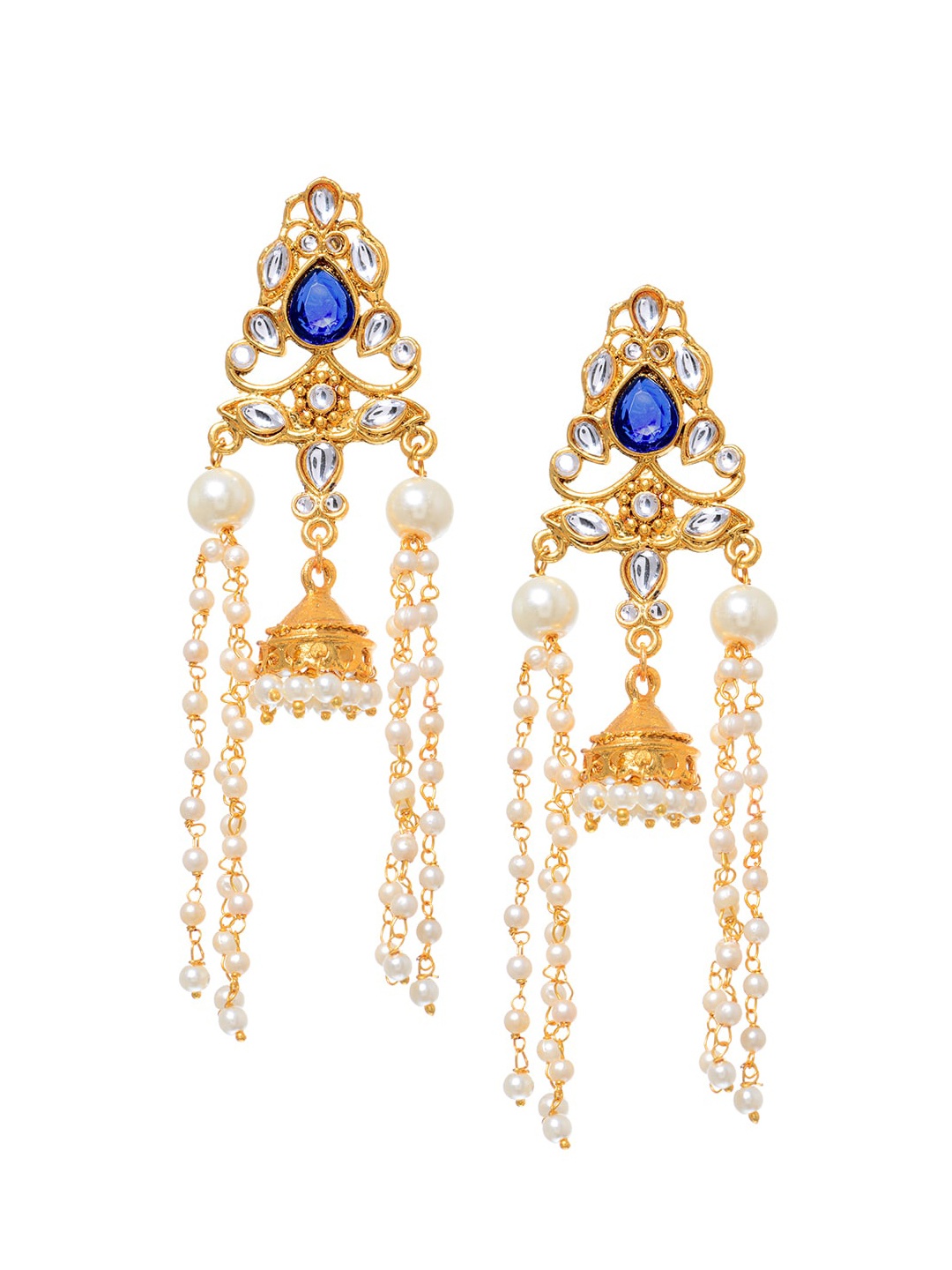 

INDYA Blue Pearl Dangler Jhumkas