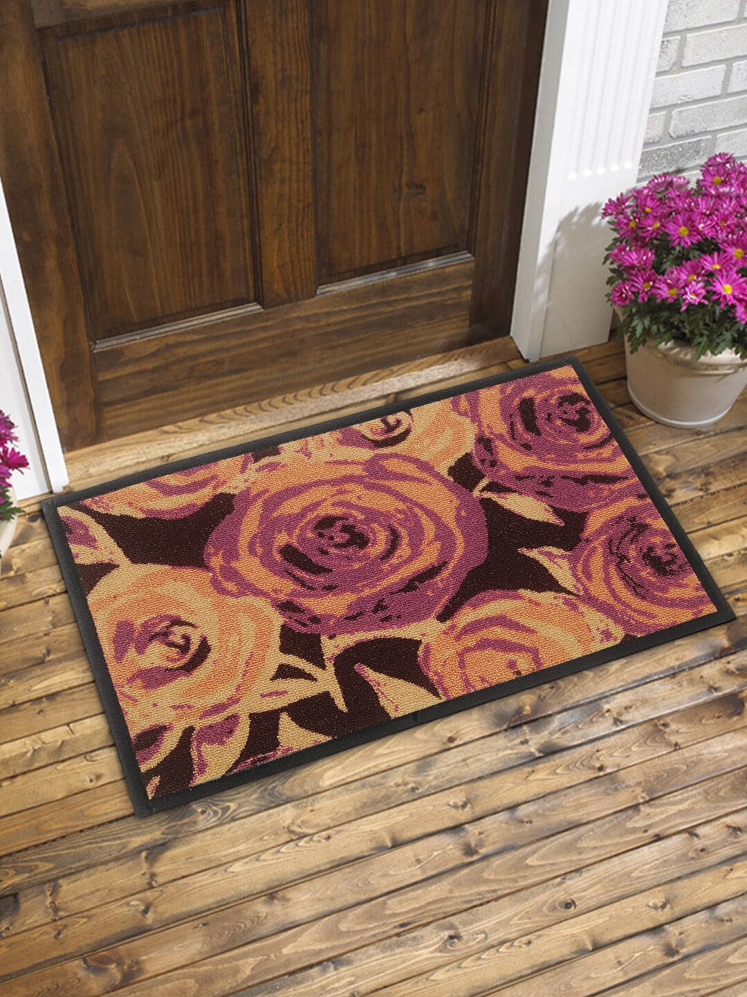 

BIANCA Beige & Pink Tough-Thin Printed Anti-Slip Doormat