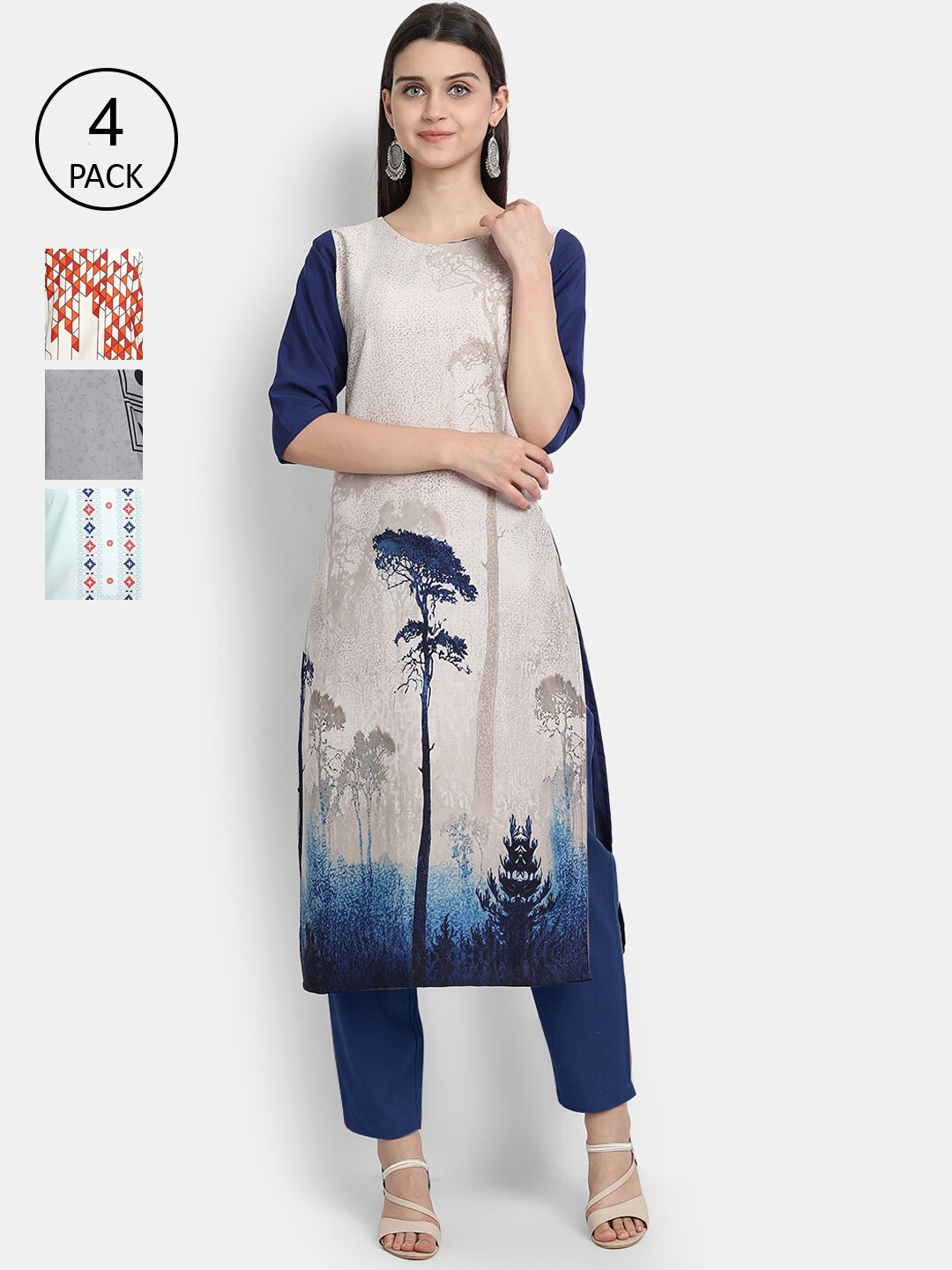 

Ethnic basket Women Multicoloured Printed Crepe Kurta, Multi
