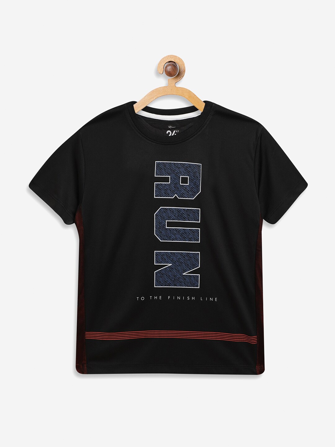 

Octave Boys Black Printed Round Neck Cotton Pure Cotton T-shirt
