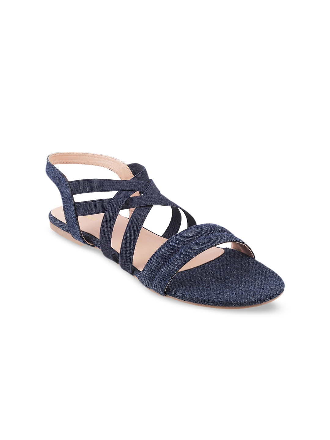 

WALKWAY by Metro Women Navy Blue Denim Open Toe Flats with Striped Detail