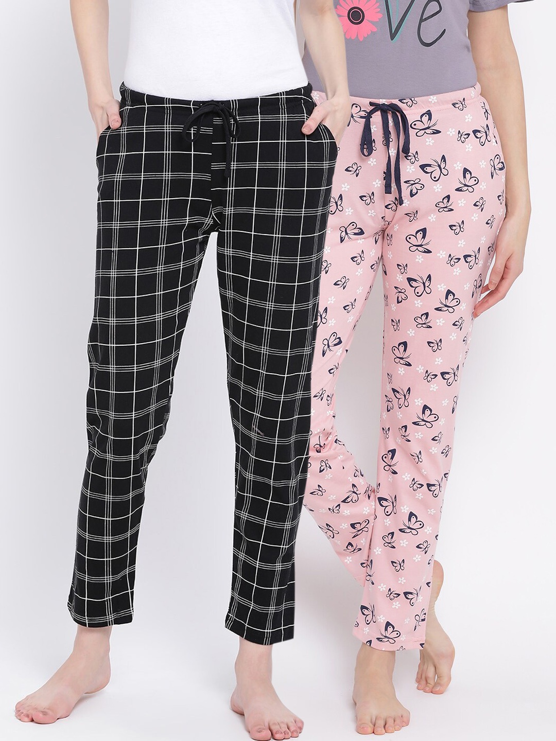 

Kanvin Women Pack Of 2 Pure Cotton Lounge Pants, Black