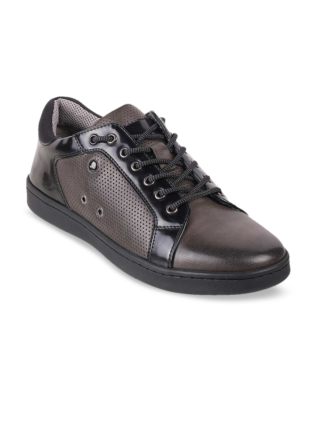 

Mochi Men Grey Perforations Leather Sneakers
