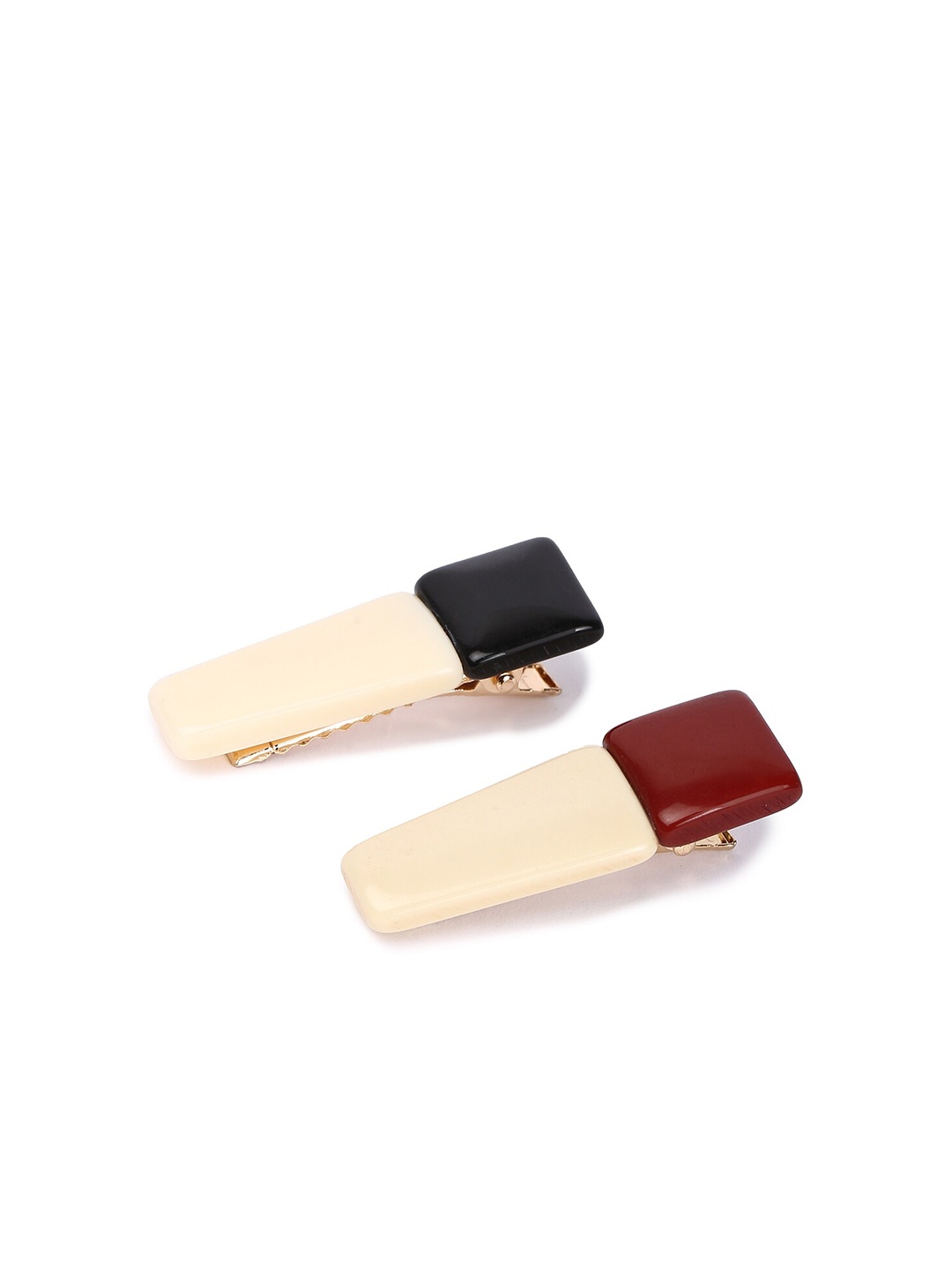 

FOREVER 21 Women Set of 2 Cream-Coloured & Red Alligator Hair Clips