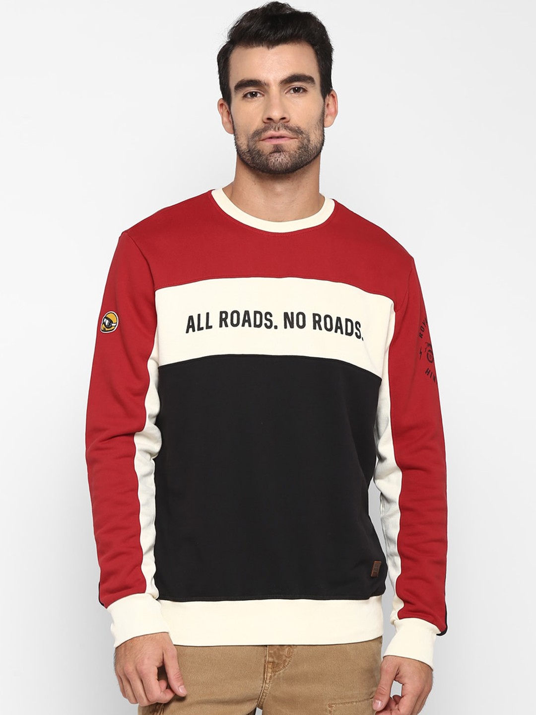 

Royal Enfield Men Red & Off-White Colourblocked Sweatshirt