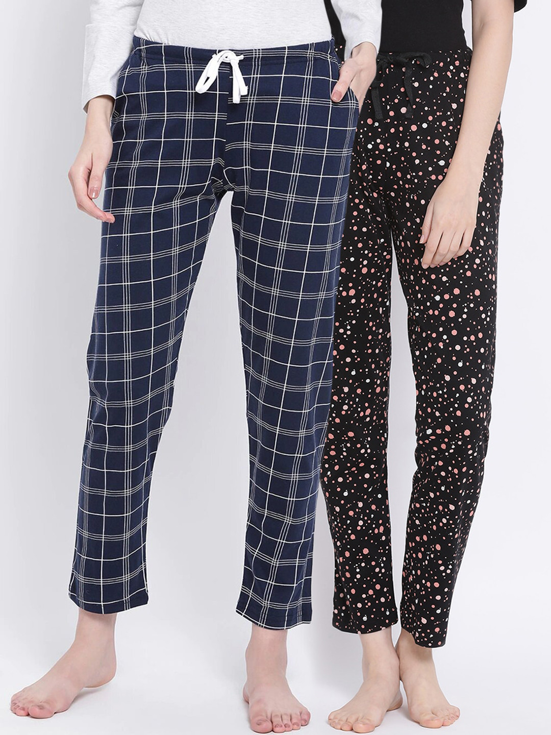 

Kanvin Women Pack Of 2 Pure Cotton Lounge Pants, Navy blue