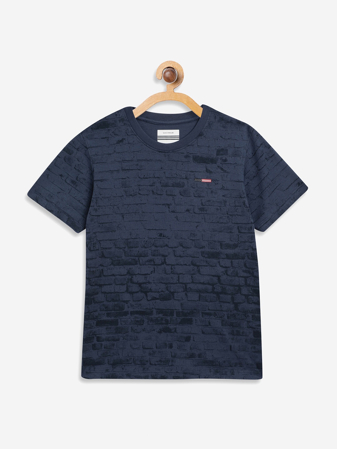 

Octave Boys Blue Printed Round Neck Cotton Pure Cotton T-shirt