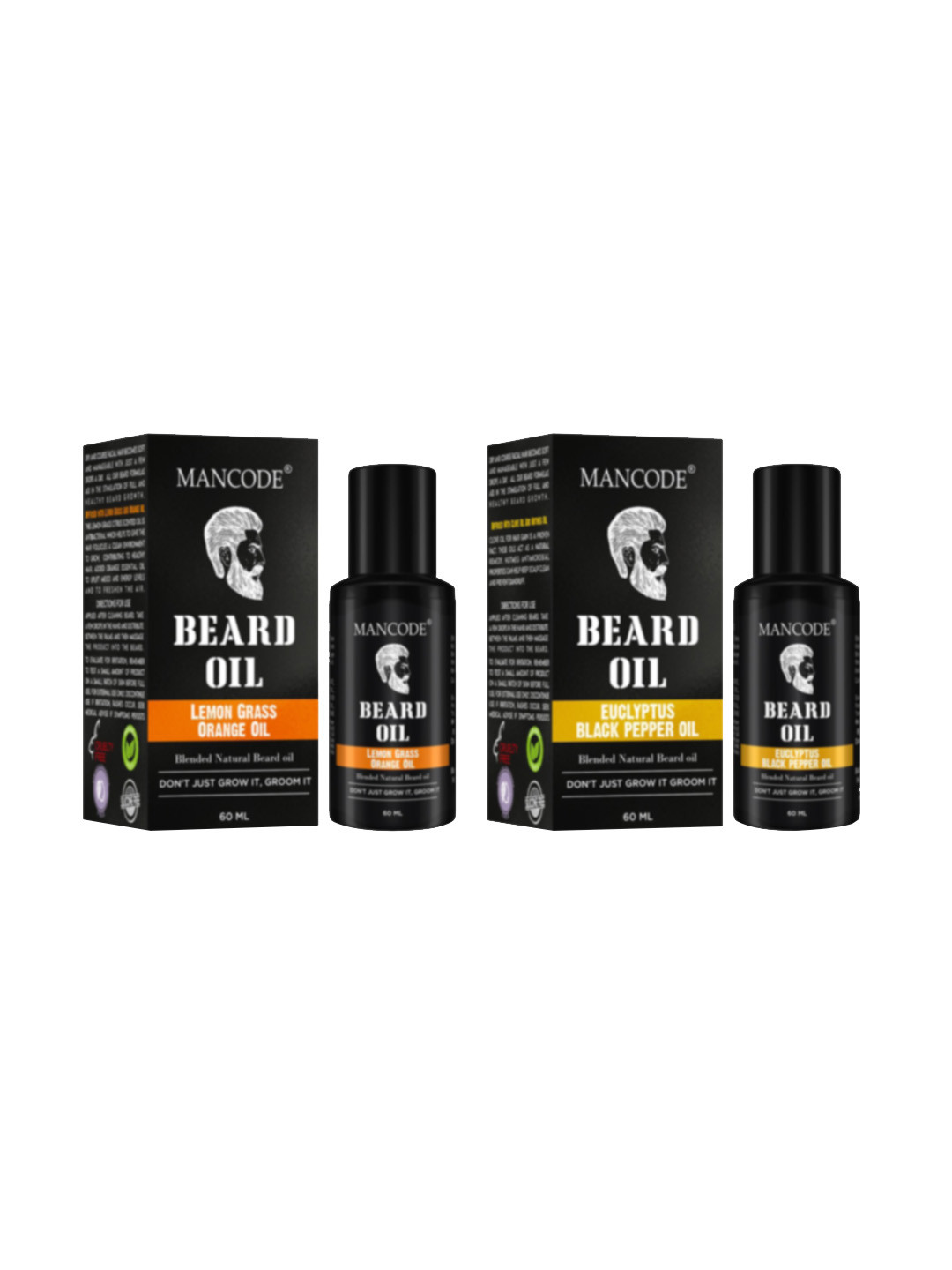 

MANCODE Pack of 2 Beard Oil- Lemon Grass & Orange And Eucalyptus & Black Pepper, 60ml Each