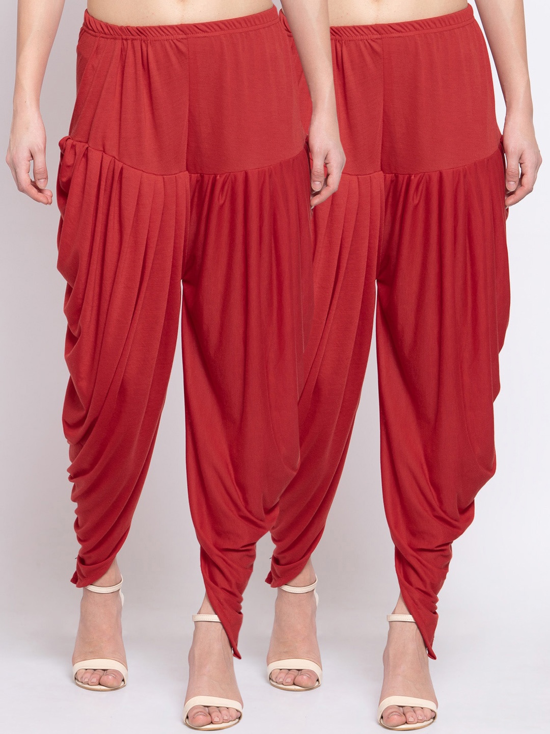 

Klothe Women Set of 2 Red Solid Dhoti Salwar