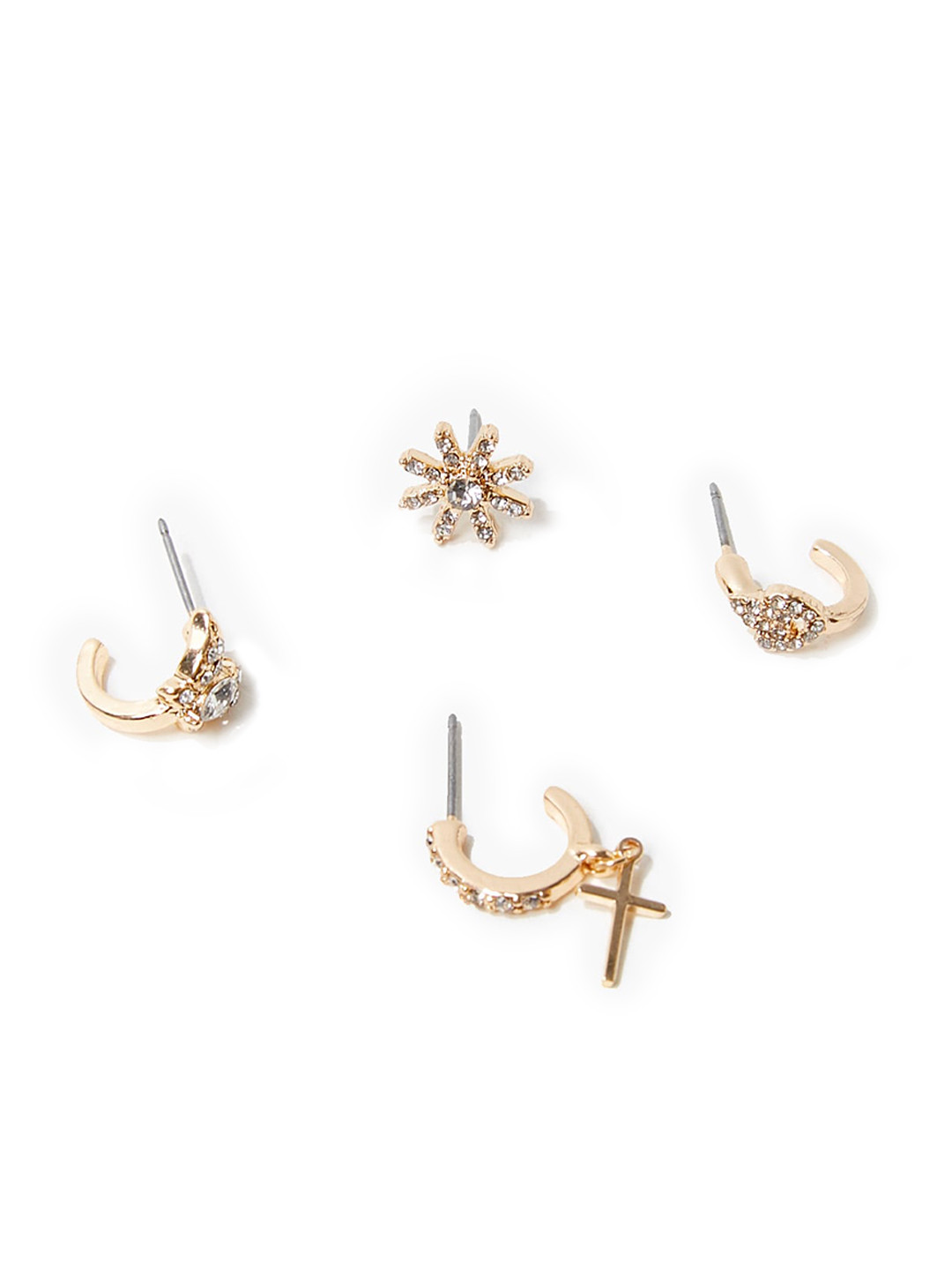 

FOREVER 21 Set of 4 Gold-Toned Rhinestone Earring Set