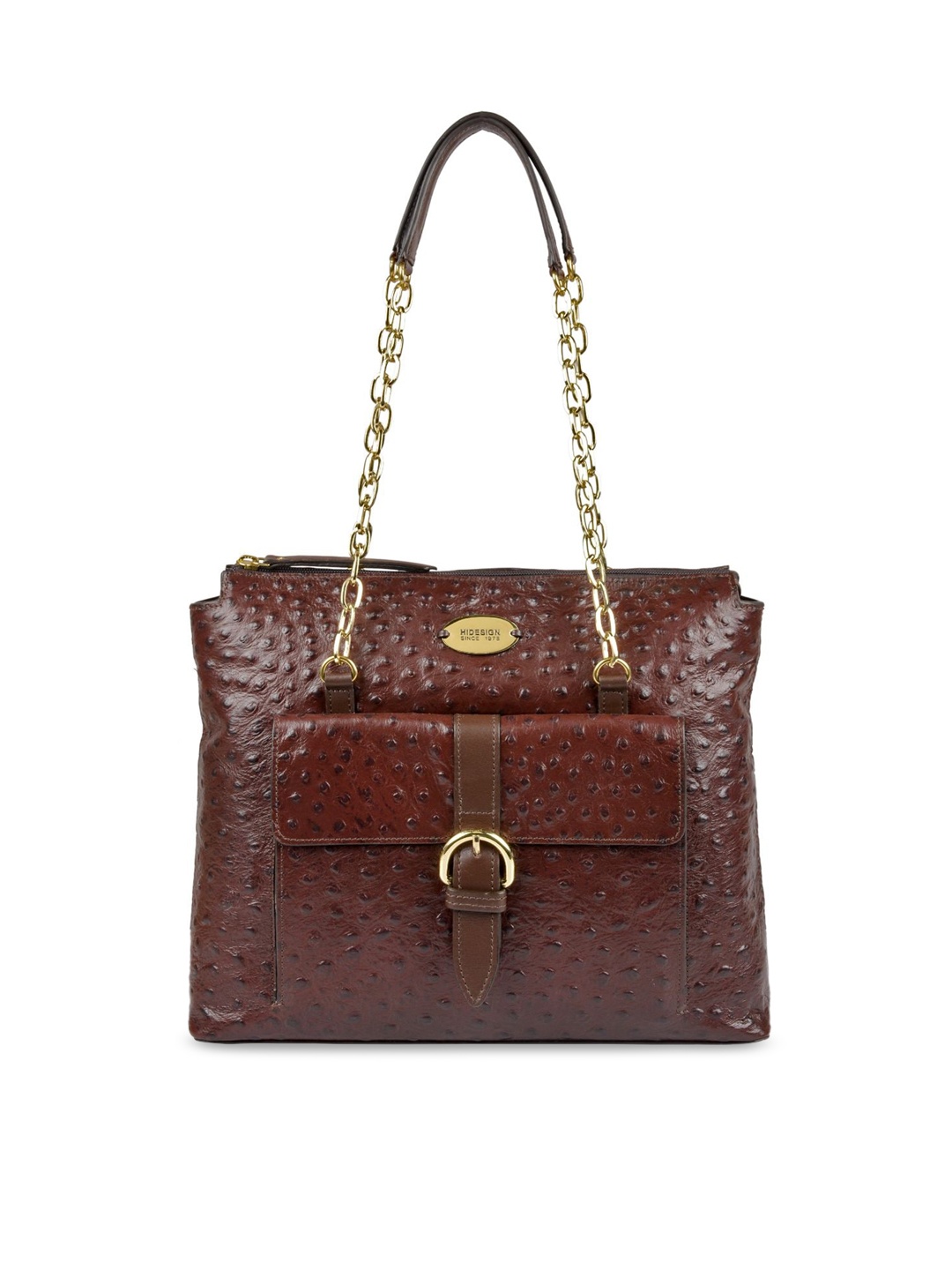 

Hidesign Brown Textured Leather Shoulder Bag
