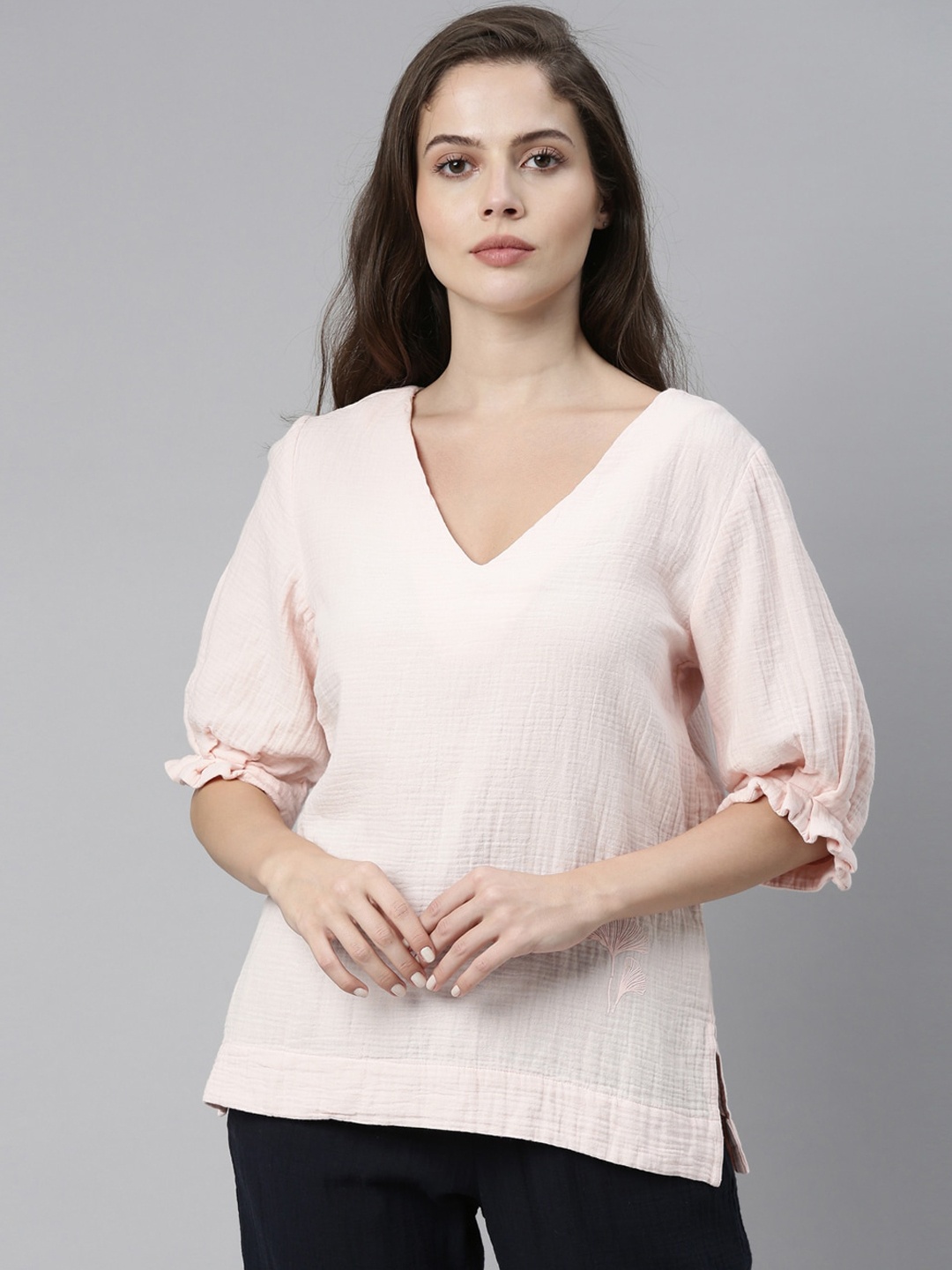 

RAREISM Women Pink Solid Regular Top