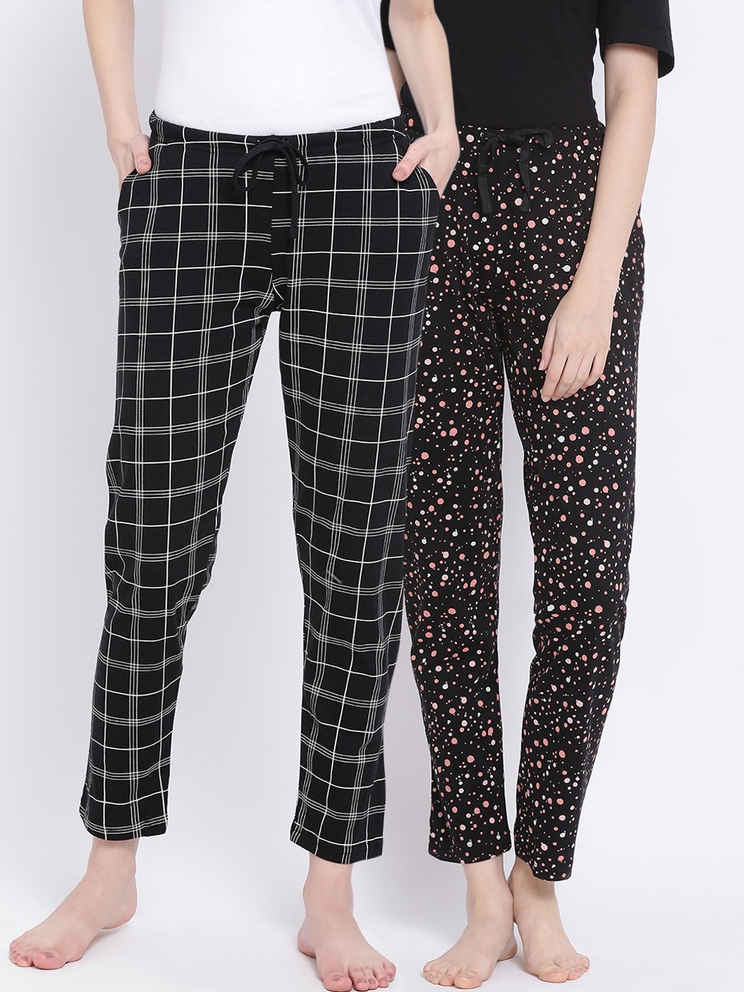 

Kanvin Women Pack Of 2 Pure Cotton Lounge Pants, Black