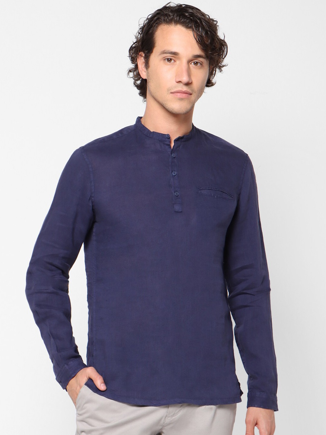Celio Men Navy Blue Kurta