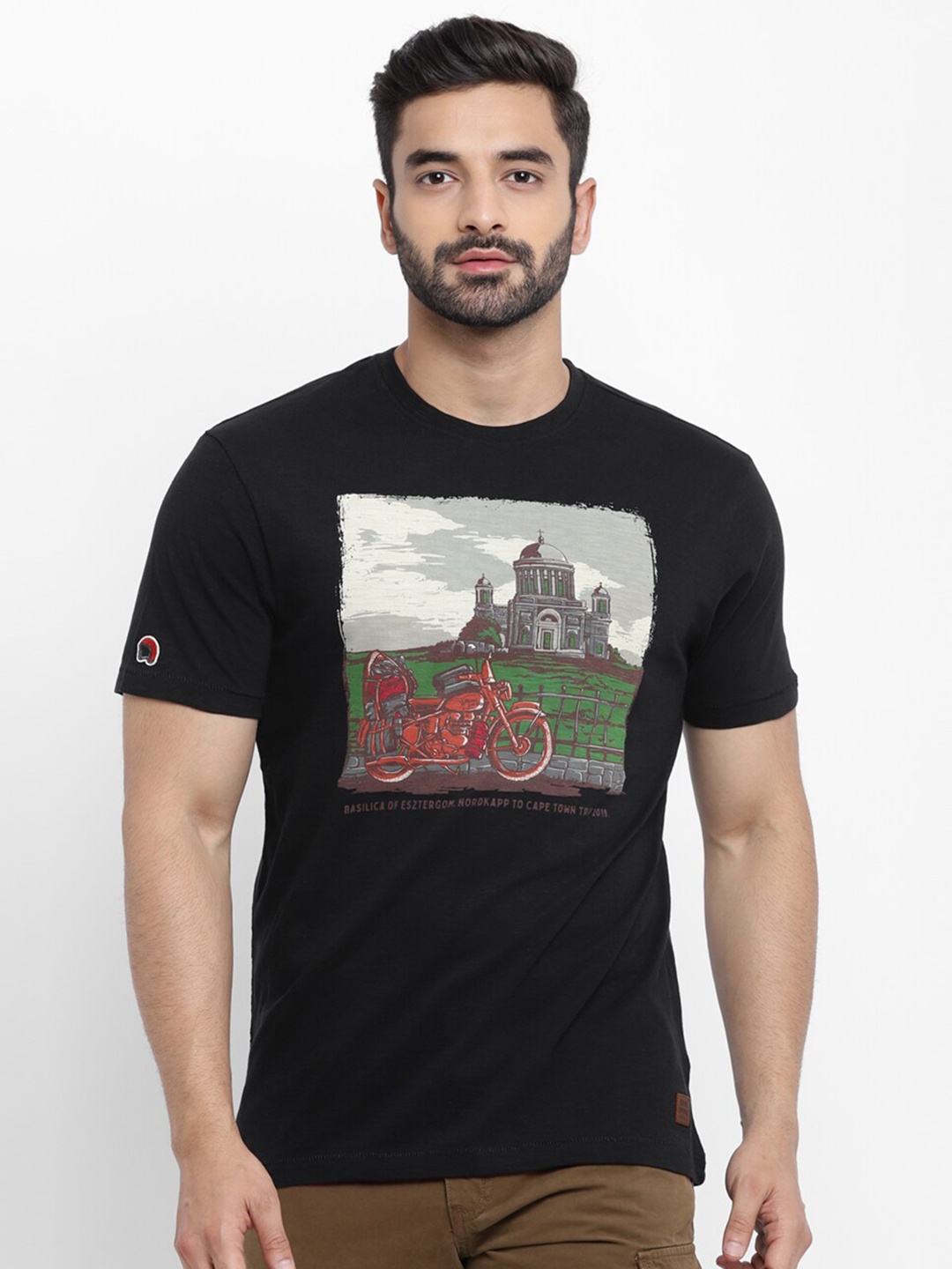 

Royal Enfield Men Black Printed Round Neck T-shirt