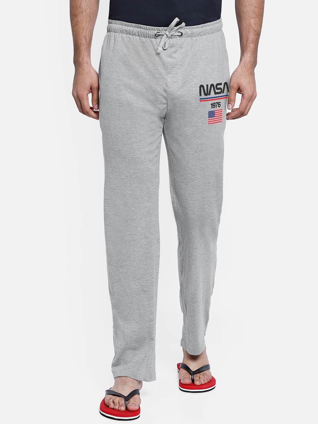

Free Authority Men Grey Melange NASA Print Cotton Lounge Pants