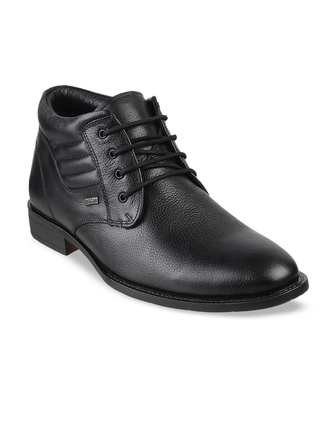 

Mochi Men Black Solid Leather Boots