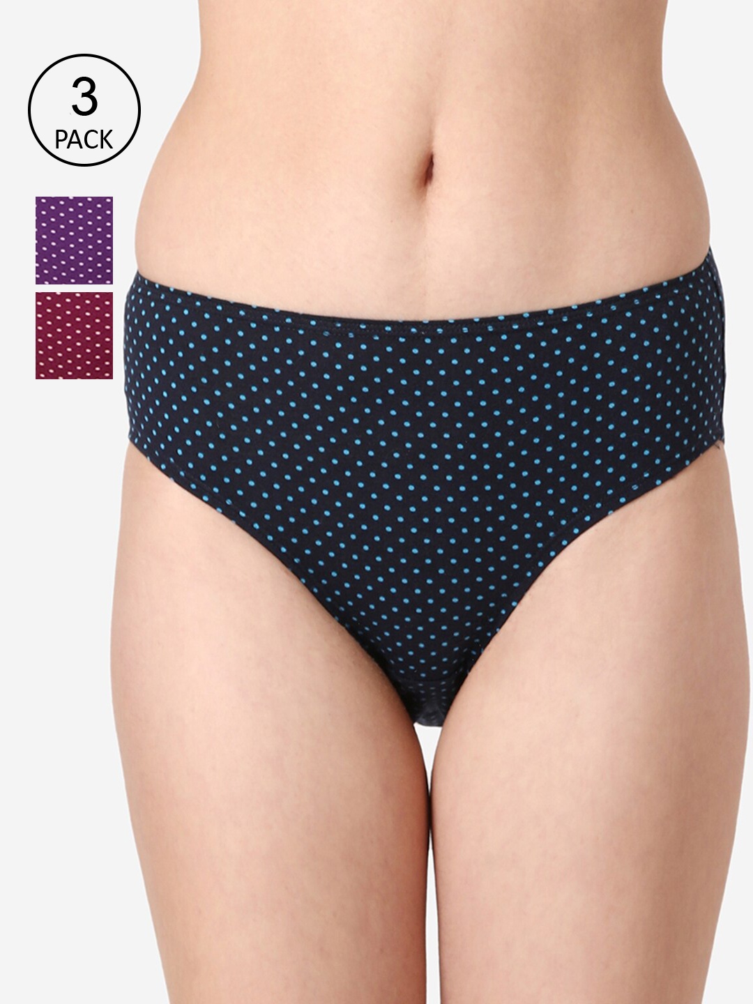 

Vami Women Pack Of 3 Assorted Cotton Hipster Briefs VM12002