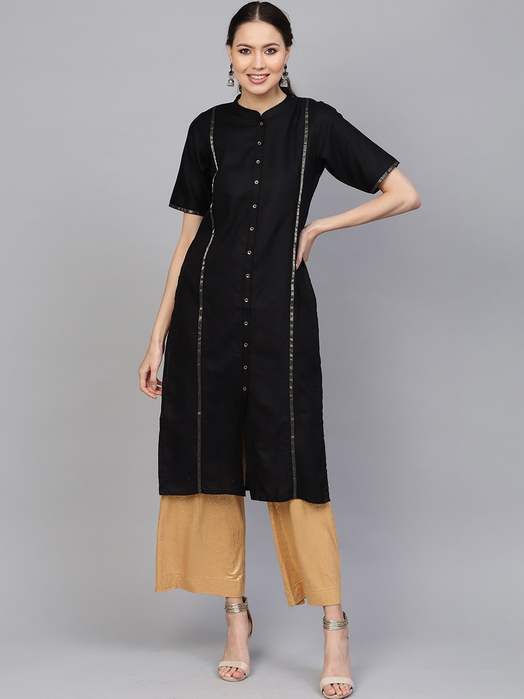 

Indo Era Women Black Cotton Kurta