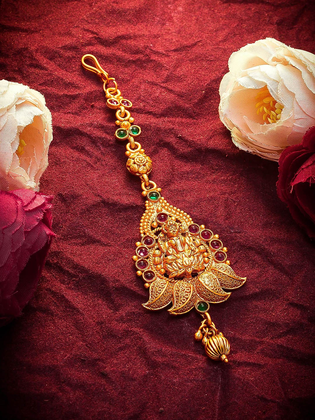 Aadita Gold Toned American Diamond Maangtikka