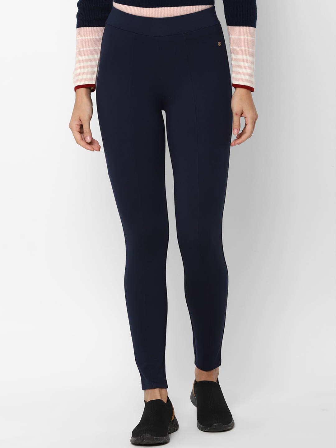 Allen Solly Woman Women Navy Blue Regular Fit Solid Regular Trousers