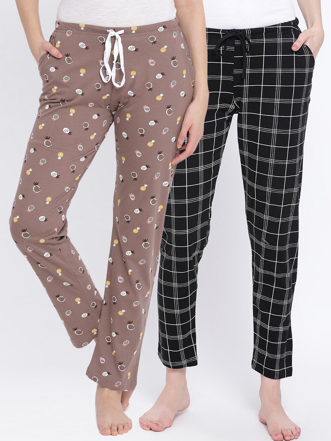 

Kanvin Women Pack Of 2 Pure Cotton Lounge Pants, Black