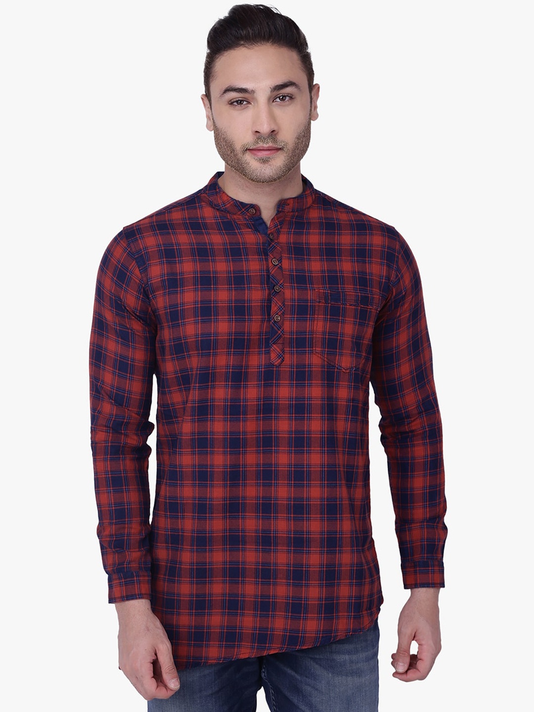 

Kuons Avenue Men Red Checked Casual Shirt