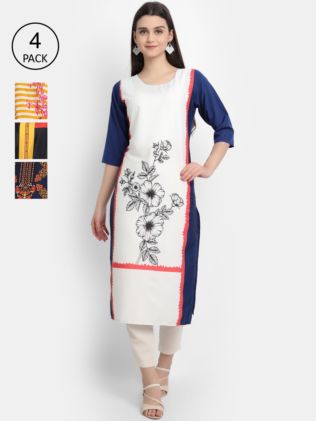 

Ethnic basket Women Multicoloured Floral Printed Crepe Kurta, Multi