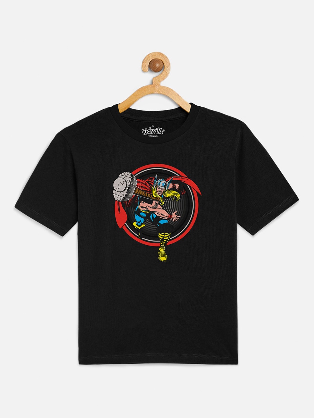 

Kids Ville Boys Black Thor Printed Round Neck Pure Cotton T-shirt