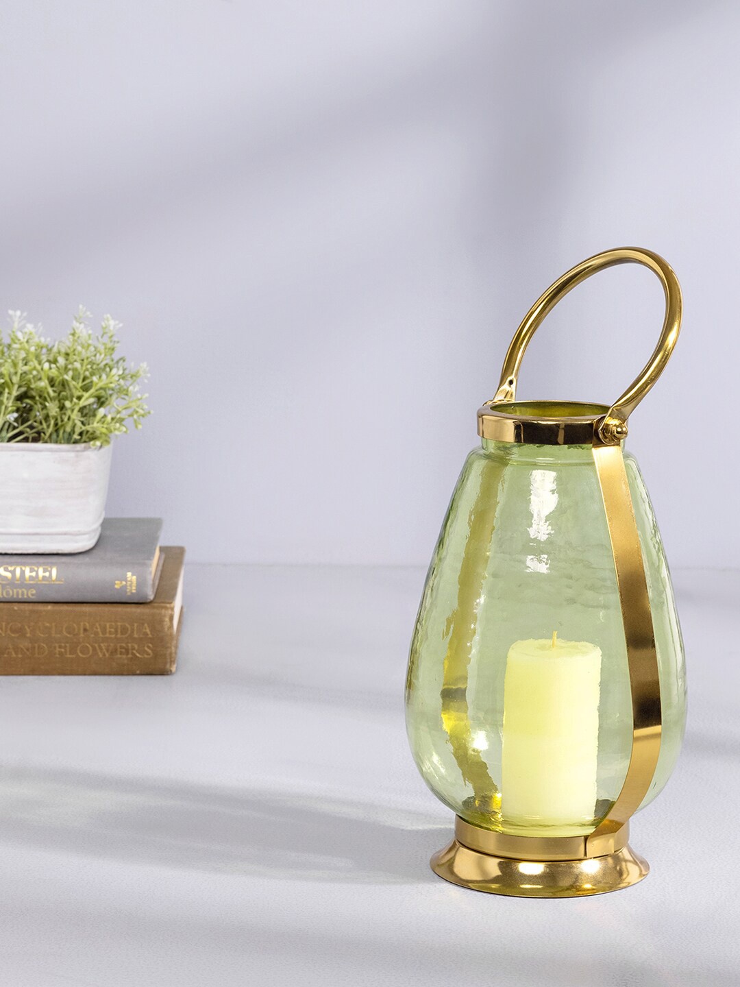 

Pure Home and Living Gold-Toned Glass Ashley Lantern