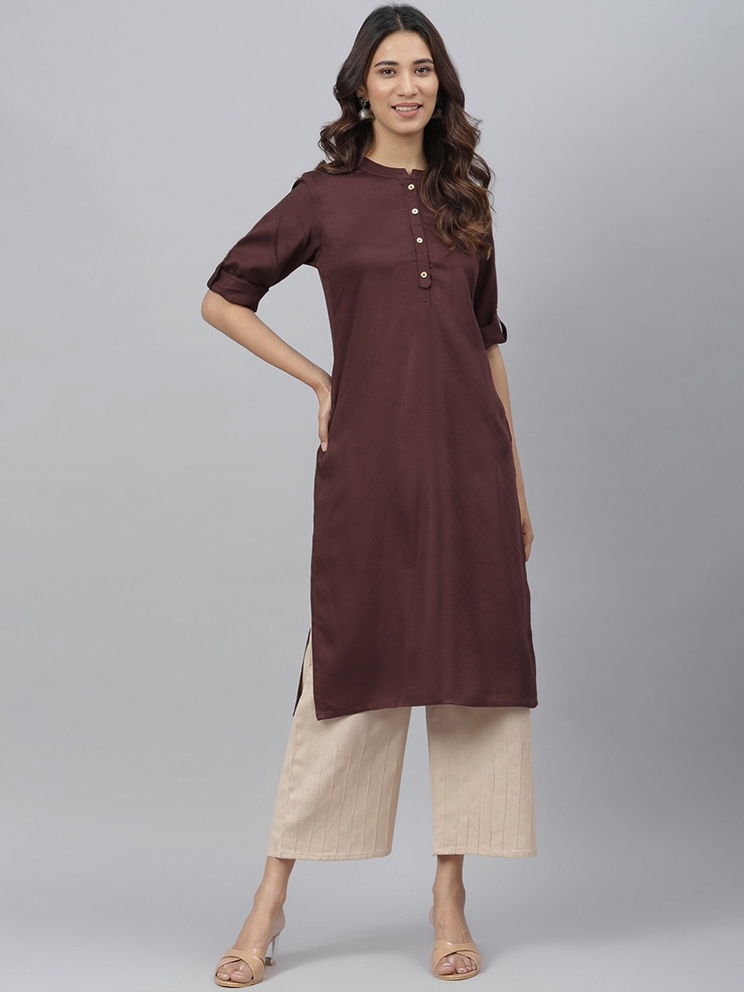 

JAIPUR ATTIRE Women Brown Solid Kurta
