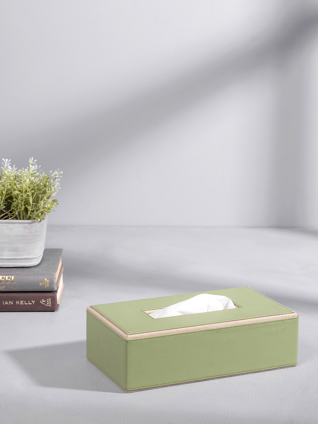 

Pure Home and Living Green & Cream-Coloured Solid Tissue Box