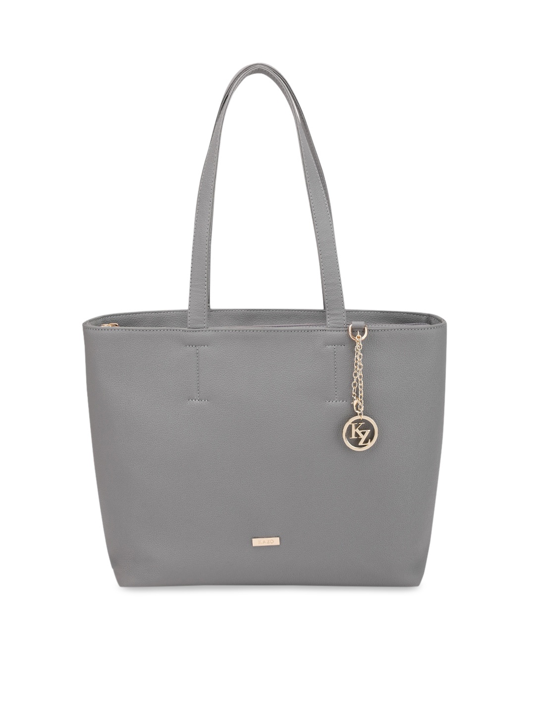 

Kazo Grey Solid Tote Bag with Tab Detail