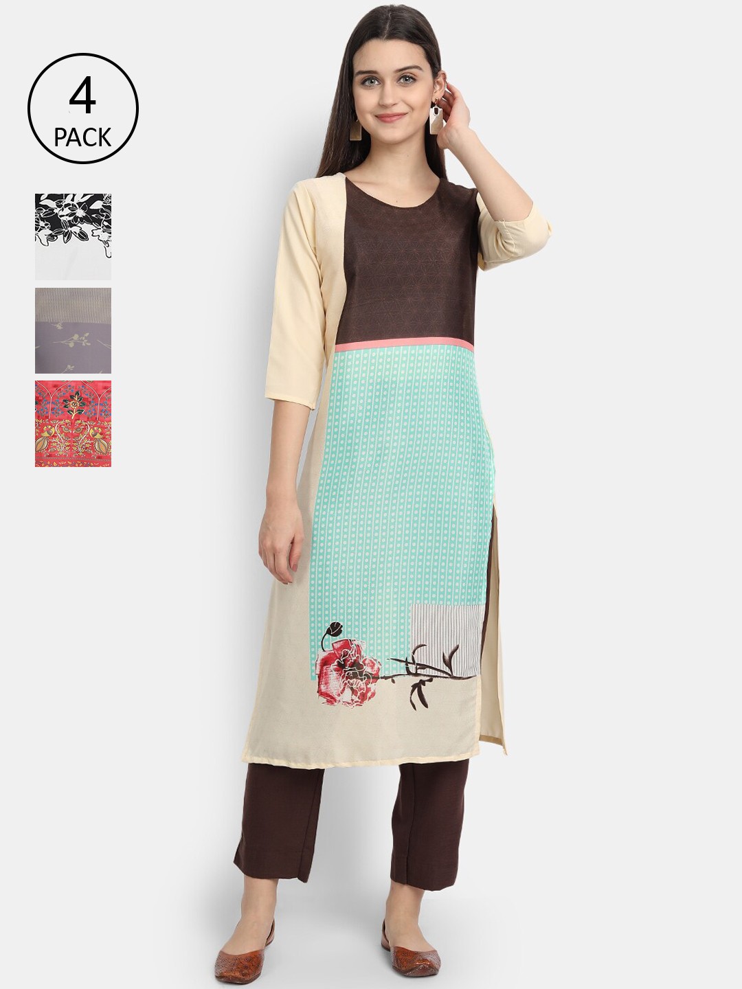 

Ethnic basket Women Multicoloured Ethnic Motifs Printed Crepe Kurta, Multi
