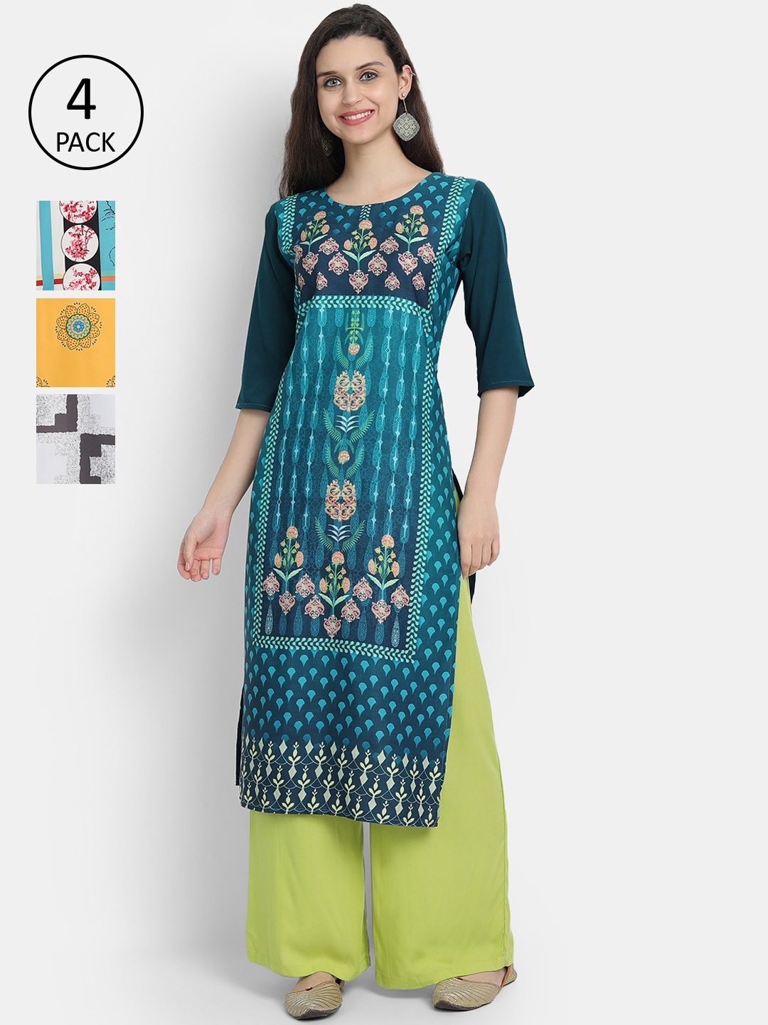 

Ethnic basket Women Multicoloured Floral Printed Crepe Kurta, Multi