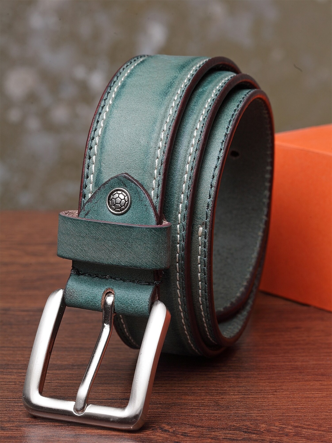 

Teakwood Leathers Men Green Solid Belt