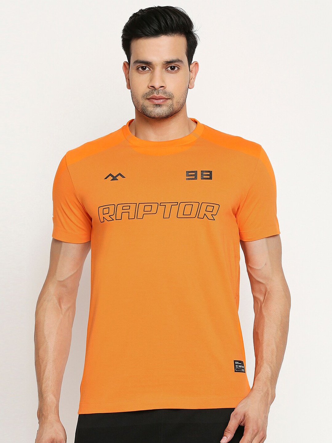 

Mufti Men Orange & Black Printed Round Neck T-shirt