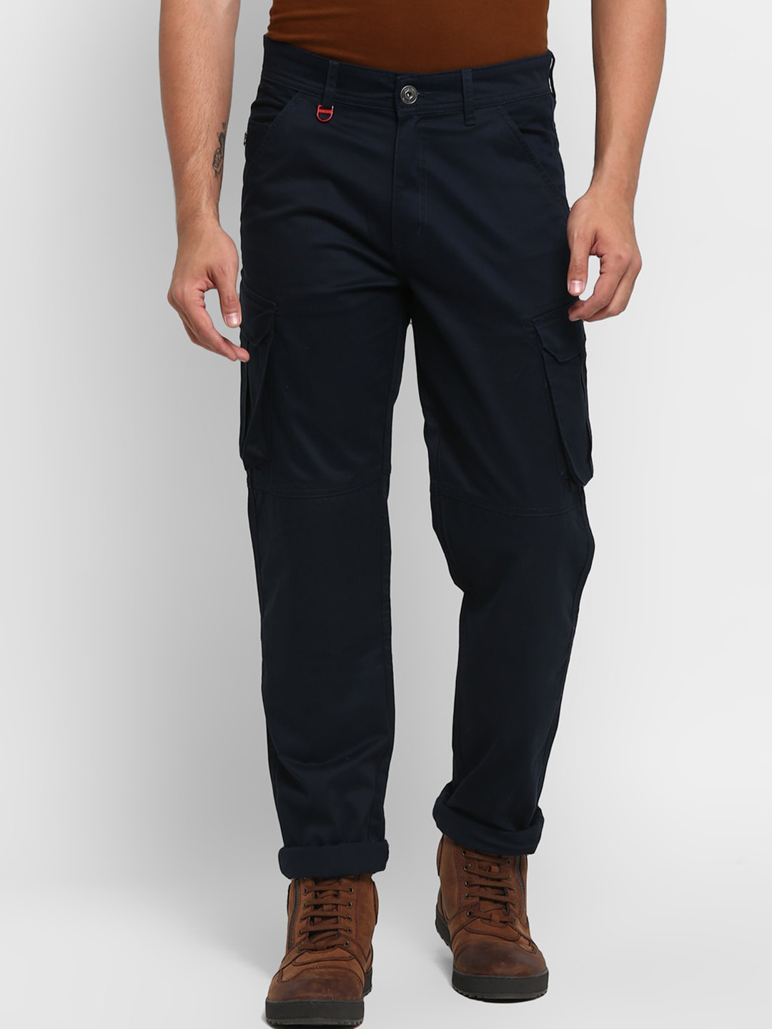 

Royal Enfield Men Navy Blue Cargos Trousers