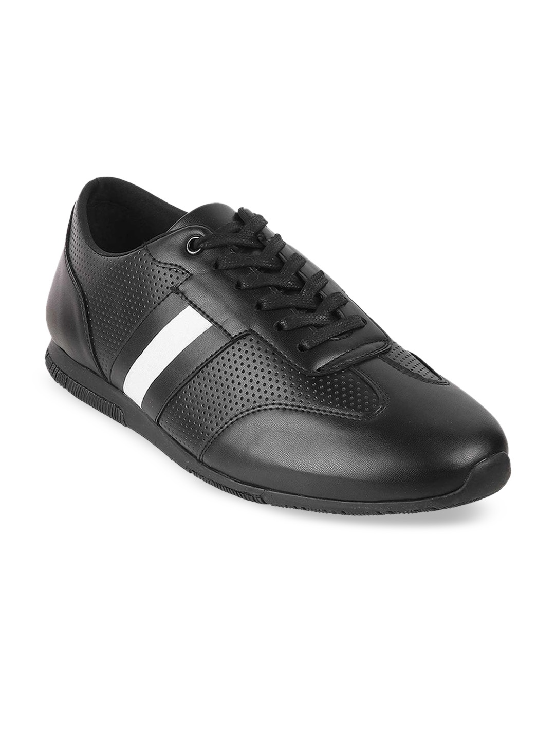 

Mochi Men Black Perforations Leather Sneakers