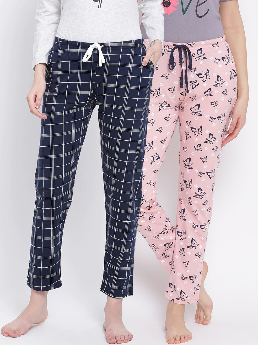 

Kanvin Women Pack of 2 Cotton Lounge Pants, Navy blue