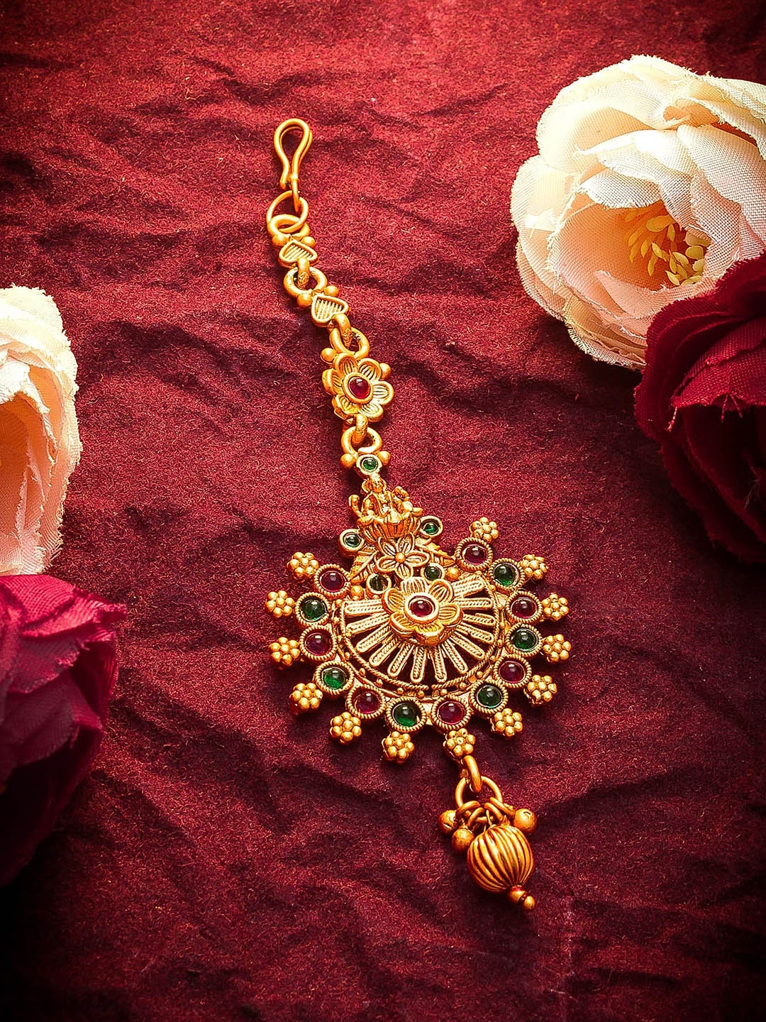 Aadita Gold Toned American Diamond Maangtikka