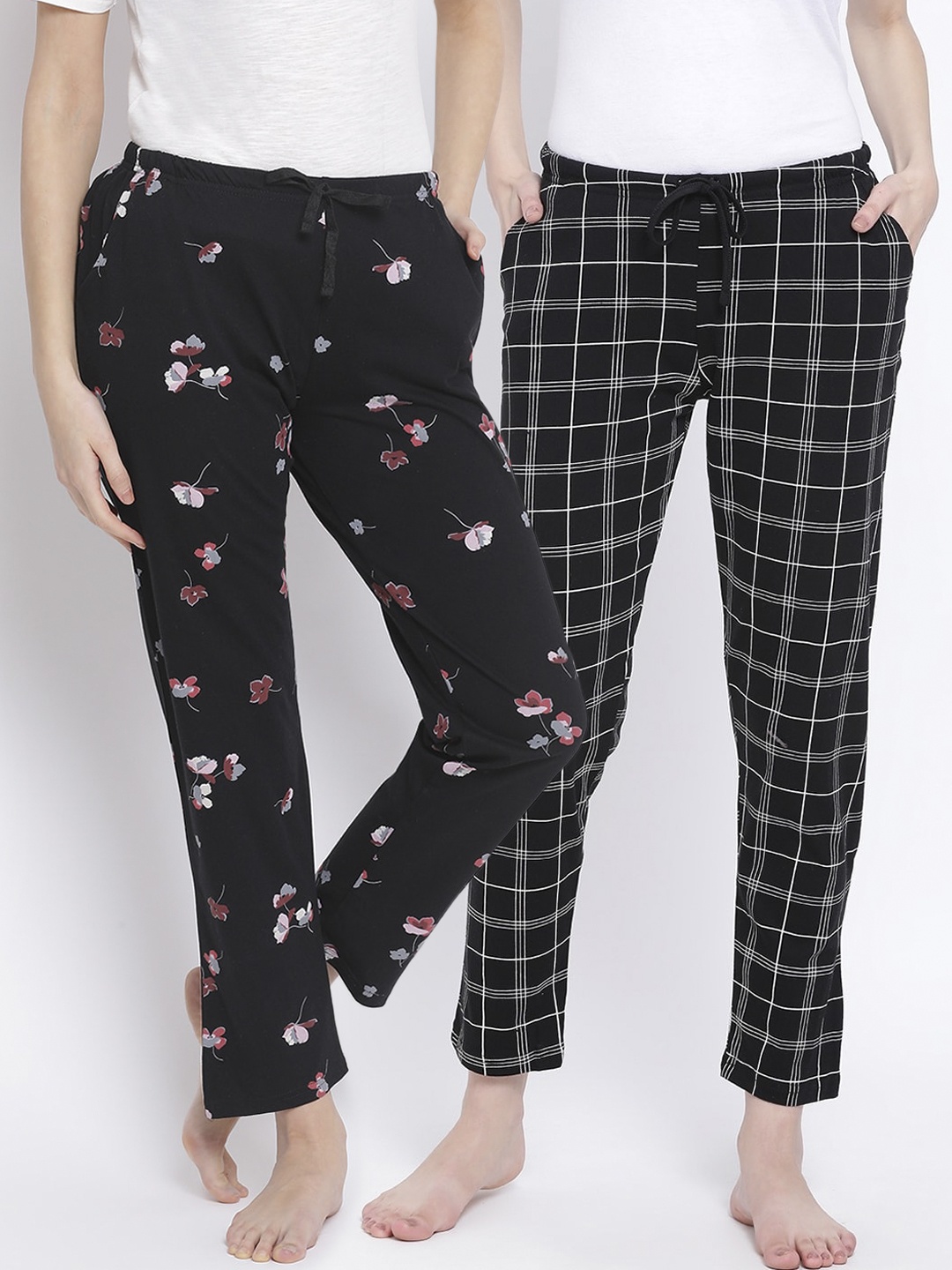 

Kanvin Women Pack Of 2 Pure Cotton Lounge Pants, Black