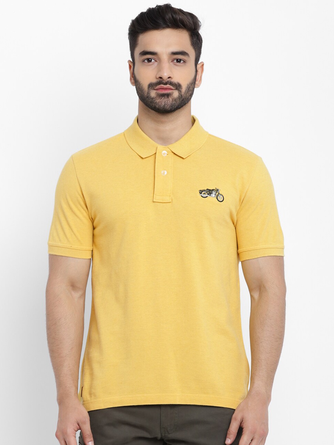 

Royal Enfield Men Yellow Solid Polo Collar T-shirt
