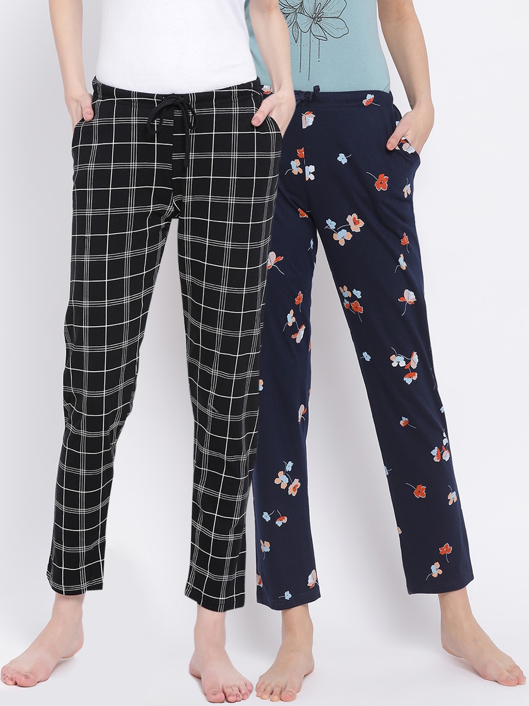 

Kanvin Women Pack Of 2 Pure Cotton Lounge Pants, Black