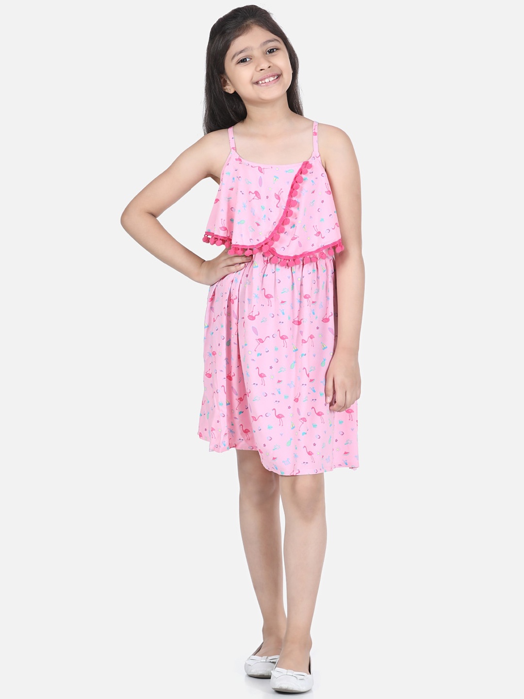 

StyleStone Pink Flamingo Printed A-Line Dress