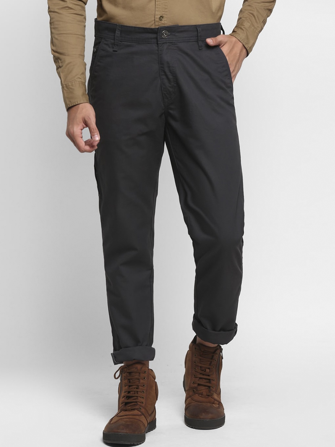 

Royal Enfield Men Charcoal Chinos Trousers