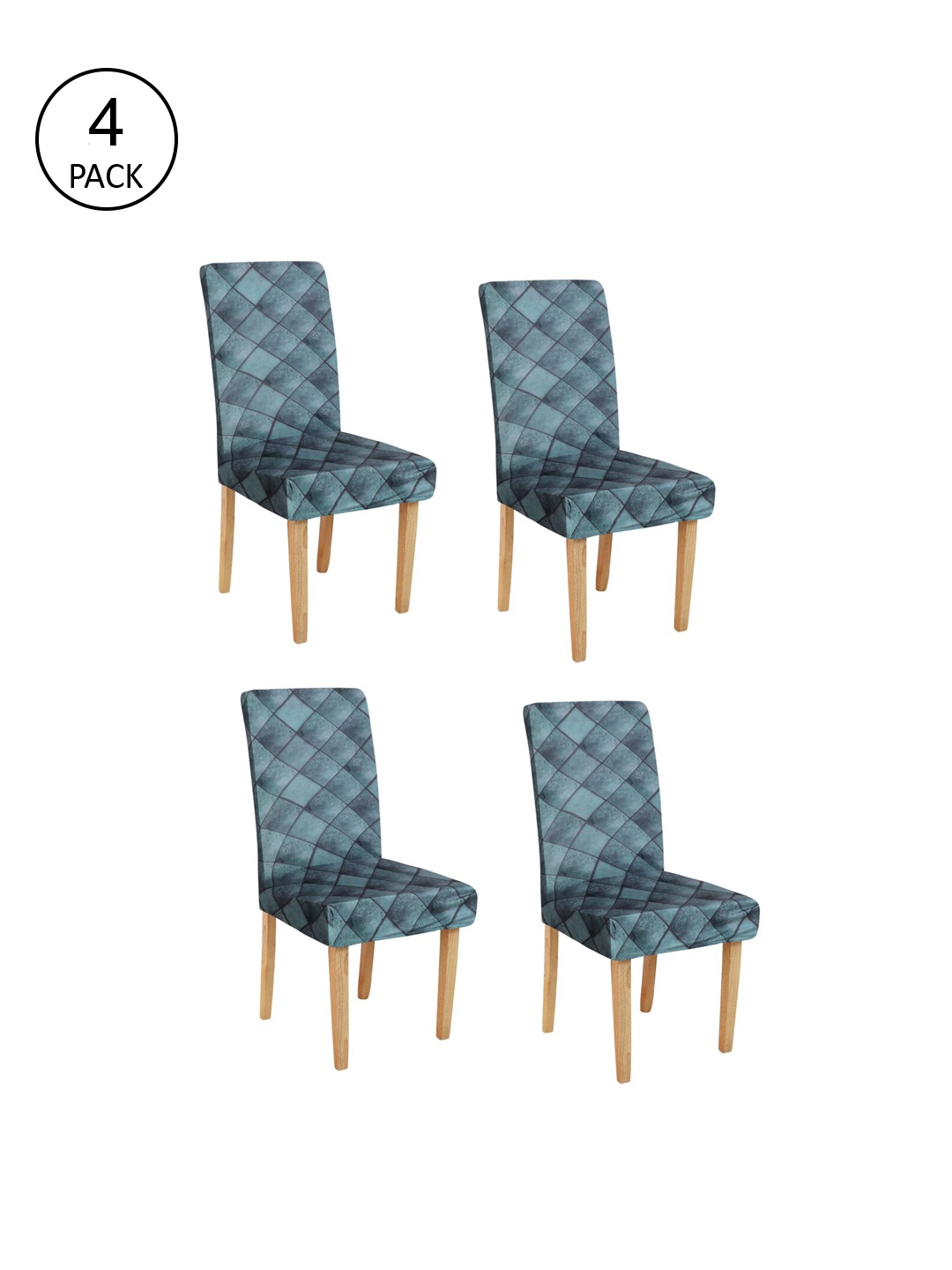 

Rajasthan Decor Set Of 4 Blue Printed Chair Covers