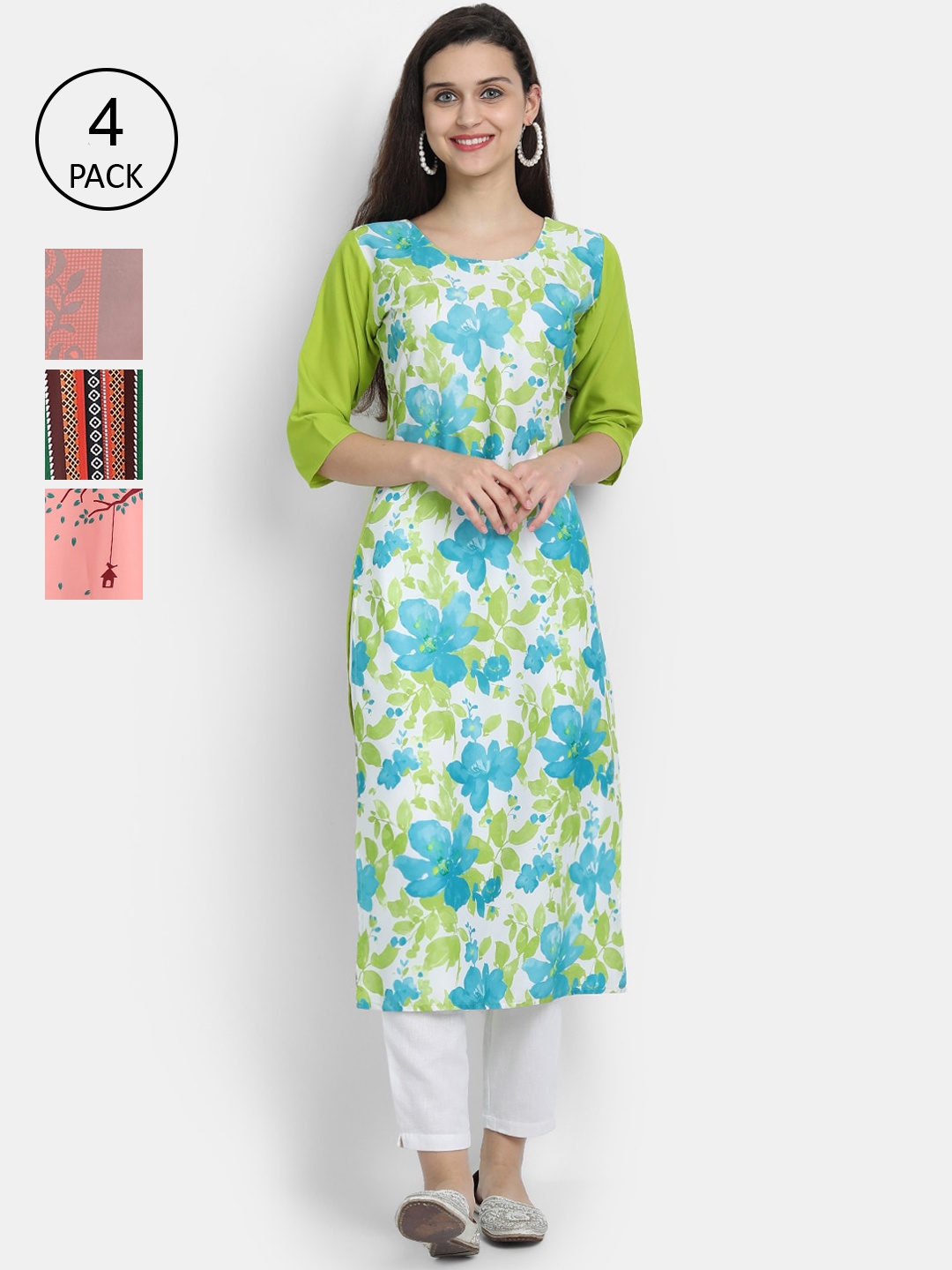 

Ethnic basket Women Multicoloured Printed Crepe Kurta, Multi