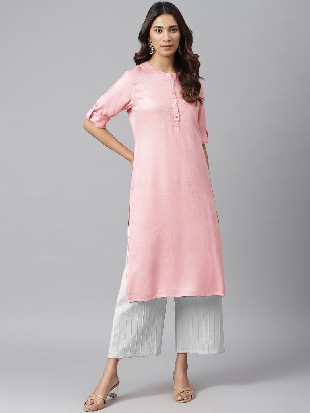 

JAIPUR ATTIRE Women Pink Geometric Printed Kurta