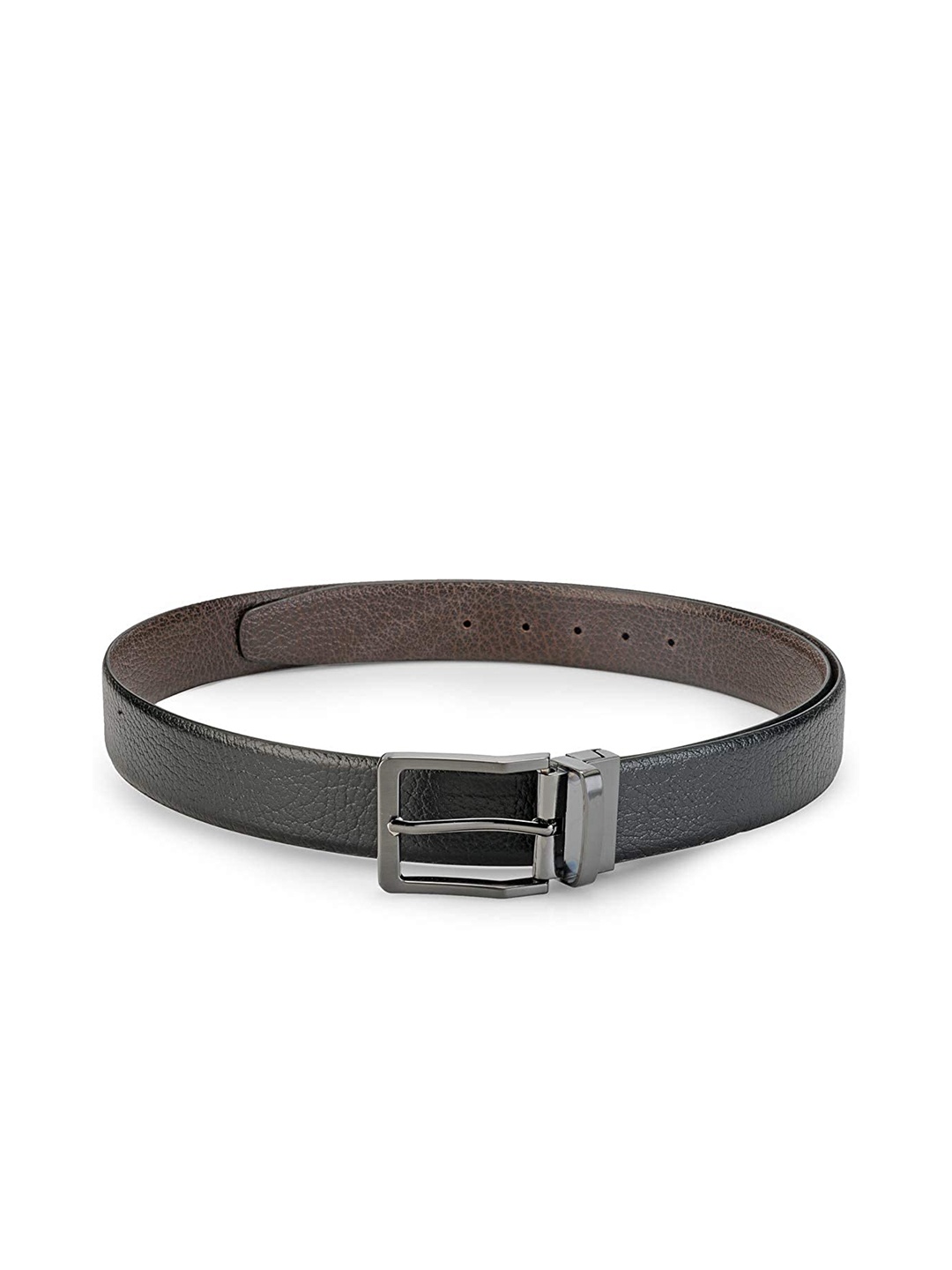 

Teakwood Leathers Men Black & Brown Textured Reversible Leather Belt